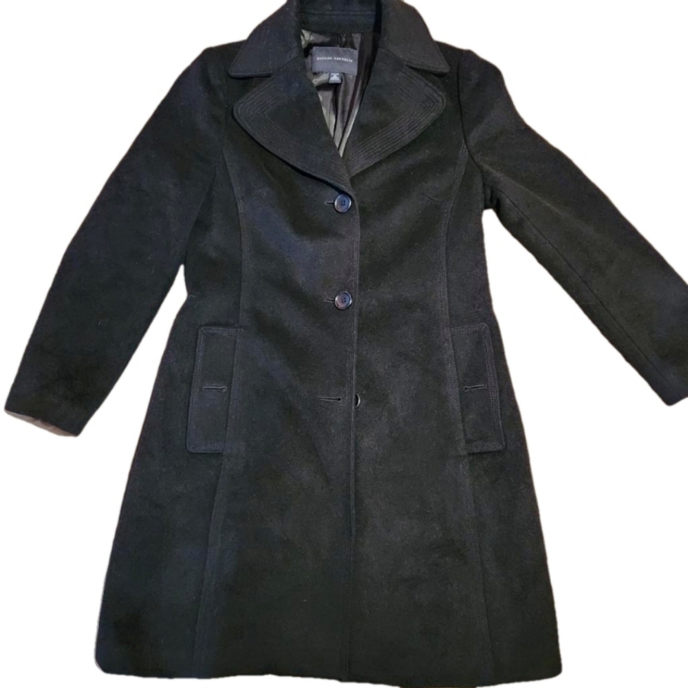 Banana Republic Women Black  Wool Blend Duffle Coat M Petite